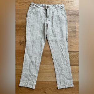 Anthropologie Marrakech 100% Linen Pants Womens 26 White Blue Stripes NWOT